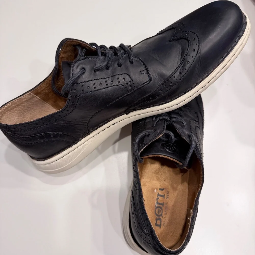 Born Mens Navy Leather Wingtip Oxford Dress Sneakers BM0014034 Blue 10.5 M